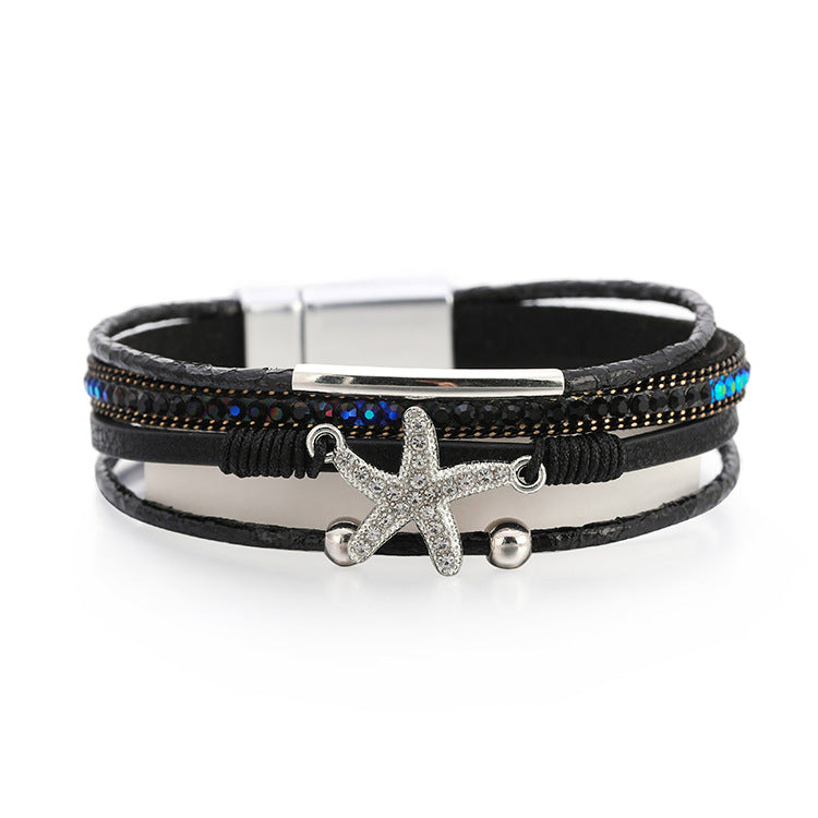 Wholesale Multi-layer Diamond Starfish Bracelet